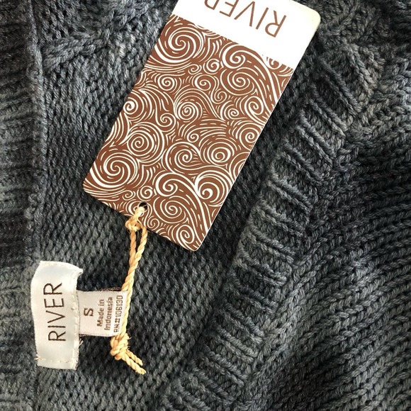 River Hand Dyed Cotton blend Sweater Small Navy V-neck NWT - Picture 8 of 10